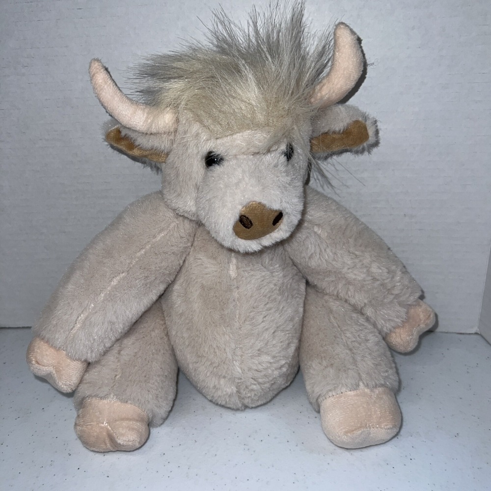 Scottish Cow 12" Stuffed Animal Posable Joints Highland Cow Plush Doll Toy